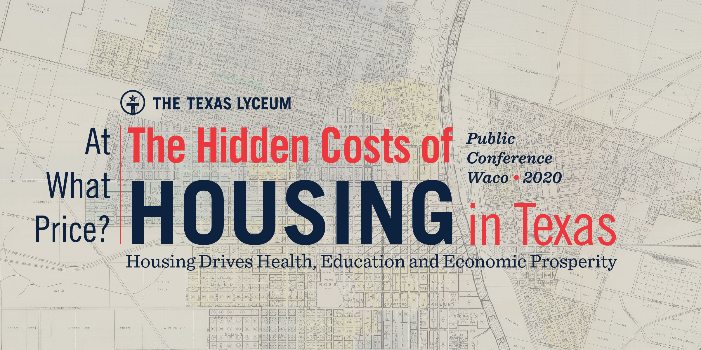 Map image with logo: At what price? The Hidden Costs of Housing in Texas